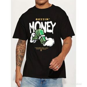 2/$30 Fashion Nova GETTIN' MONEY Pattern Print T-shirt Crewneck Graphic Tee